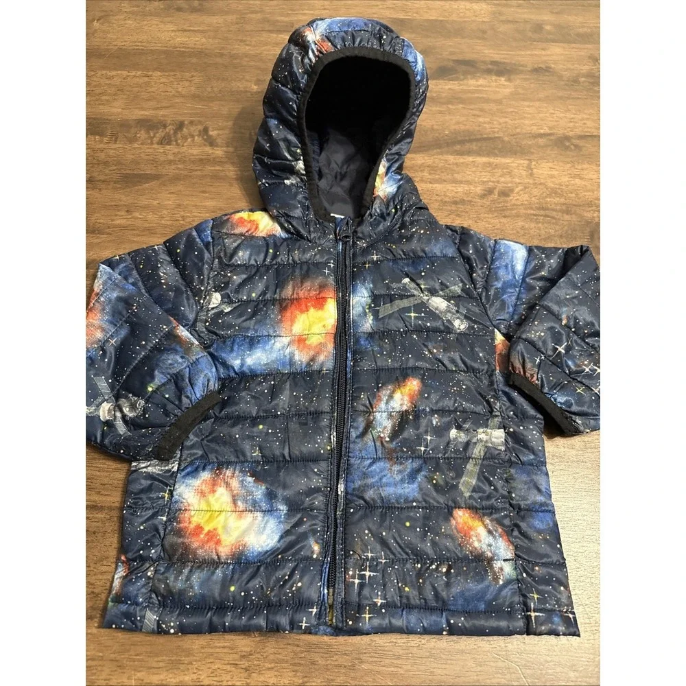 Boys BABY GAP Puffer Jacket Coat Toddler Size 2 Years 2T‎ Primaloft Space Galaxy